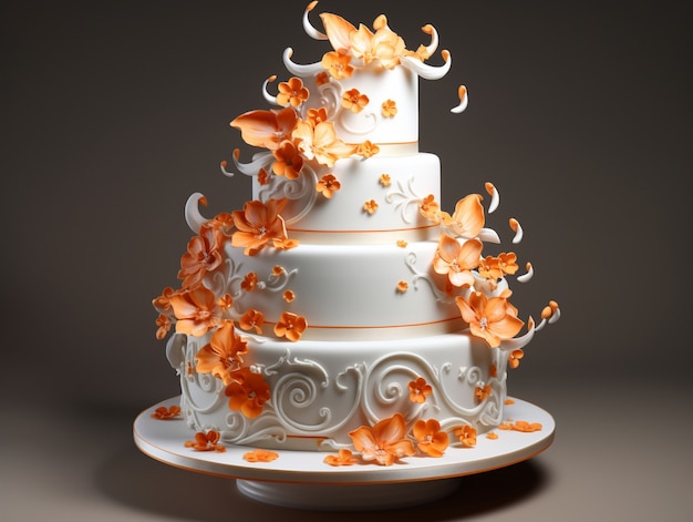 Photo gratuite conception 3d pour un délicieux gâteau de mariage