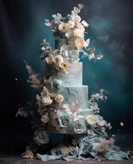 Photo gratuite conception 3d pour un délicieux gâteau de mariage