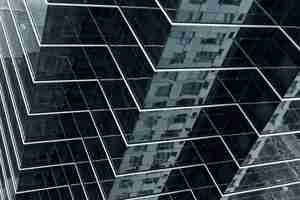 Photo gratuite conception de bâtiments en verre à angle élevé