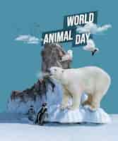 Photo gratuite conception de collage de la journée mondiale des animaux