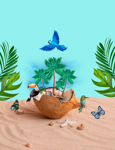 Photo gratuite conception d'un collage de paysage tropical