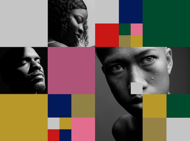 Photo gratuite conception de collage de personnes colorées