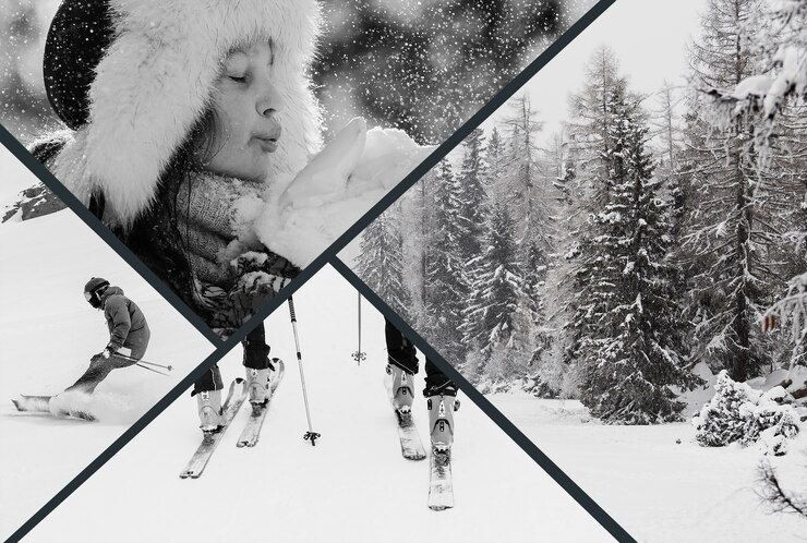 Photo gratuit conception de collage de sports d'hiver