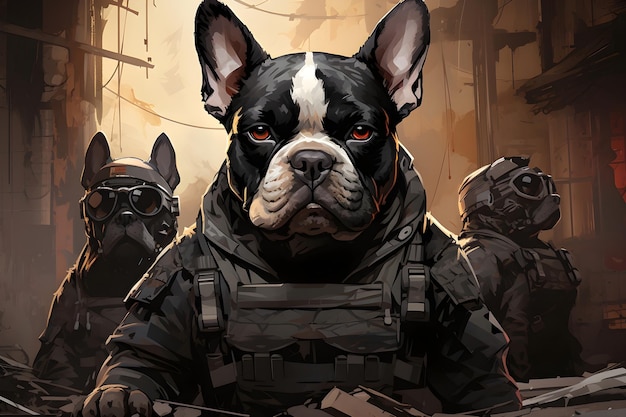 Photo gratuite conception du concept de l'armure de bulldog de dessin animé