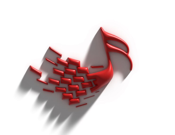 Photo gratuit conception d'illustration de note de musique de rendu 3d.