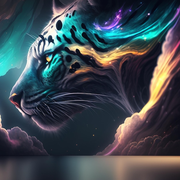 Conception d'illustration de tigre art numérique coloré