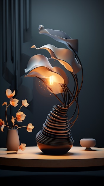 Photo gratuite conception moderne de lampes 3d avec éclairage