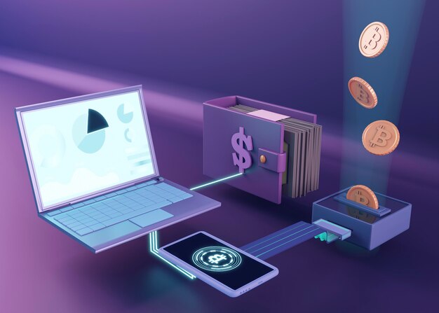 Conception de rendu de crypto-monnaie 3D