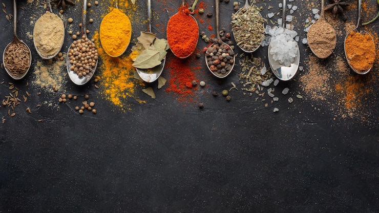 Photo gratuit condiments indiens avec copie-espace ci-dessus vue