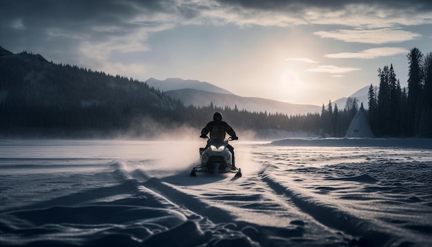 Conduire à travers un terrain extrême une aventure de motard générée par l'IA