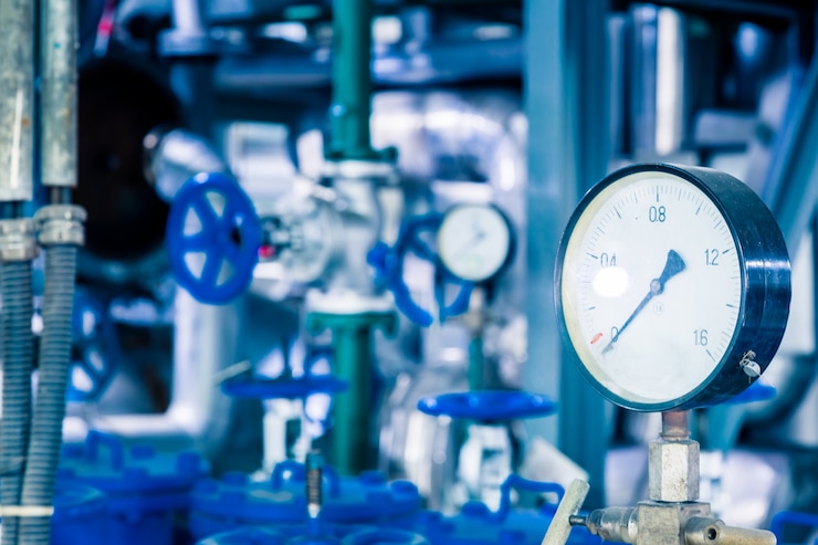 Photo gratuit conduites d&#39;acier et câbles dans une usine