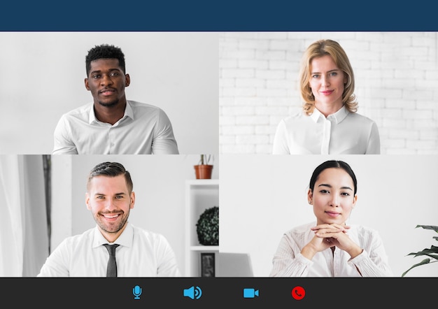 Conférence téléphonique en ligne pour une réunion d'équipe