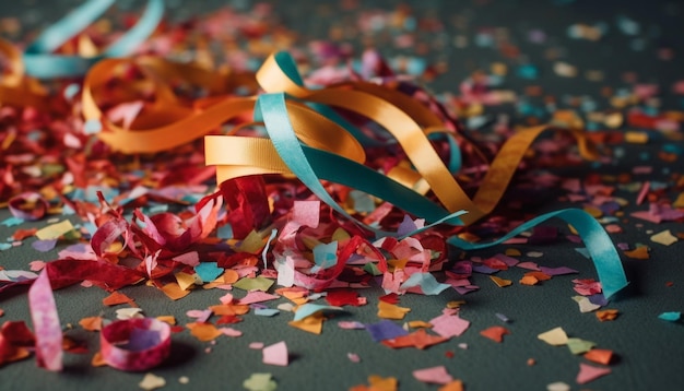 Photo gratuite confetti en chute célébration de la joie couleurs vibrantes décoration de fête générée par l'intelligence artificielle