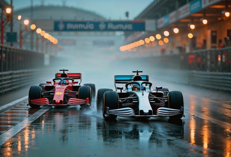 Photo gratuit confrontation du sport automobile avec les voitures de course