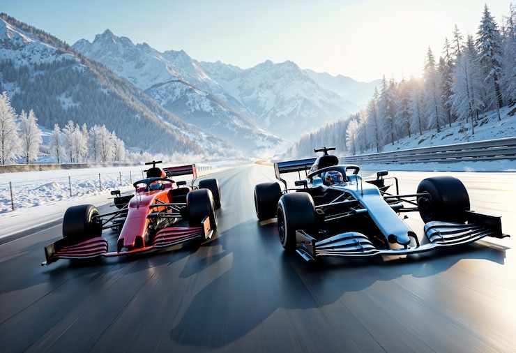 Photo gratuit confrontation du sport automobile avec les voitures de course