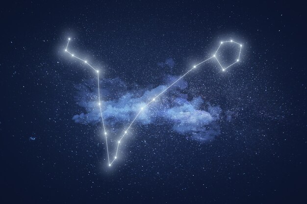 Constellation du signe des Poissons avec des nuages