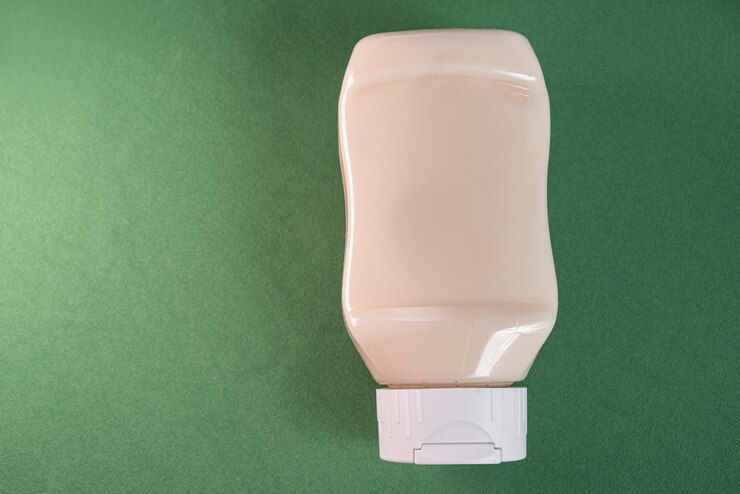 Photo gratuit conteneur de mayonnaise sur la surface verte