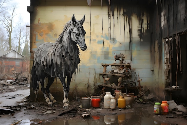 Photo gratuite des contes de grimm, des œuvres d'art murales de chevaux