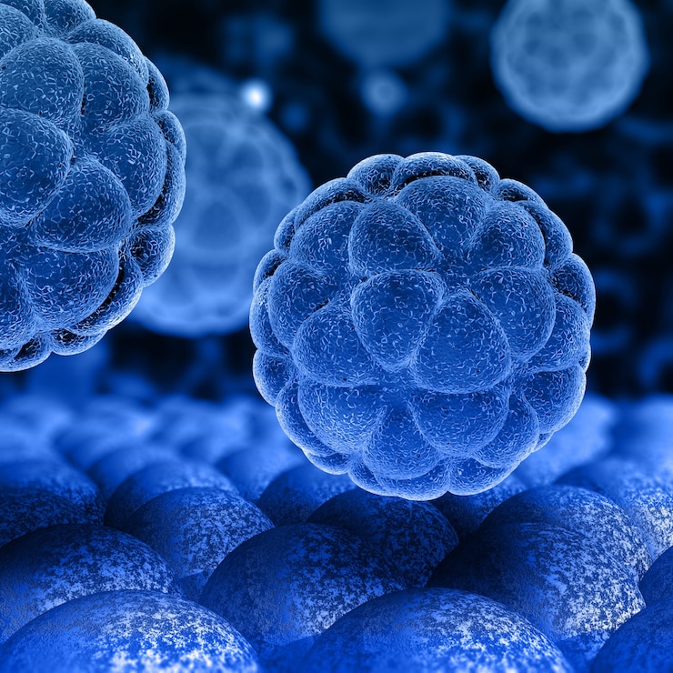 Photo gratuit contexte médical 3d avec cellules de virus abstraites