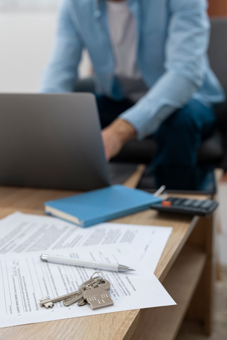 Photo gratuit contrat immobilier sur la table