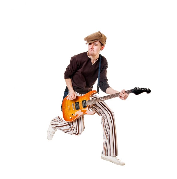 Cool guitariste sur blanc