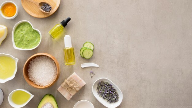 Copie espace vue de dessus spa cosmétiques naturels