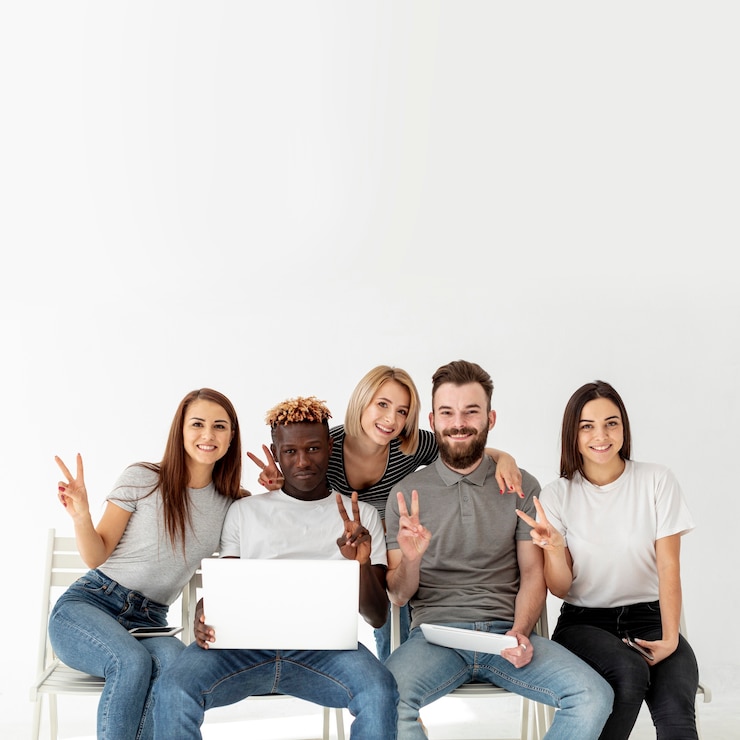 Photo gratuit copier la maquette des amis smiley