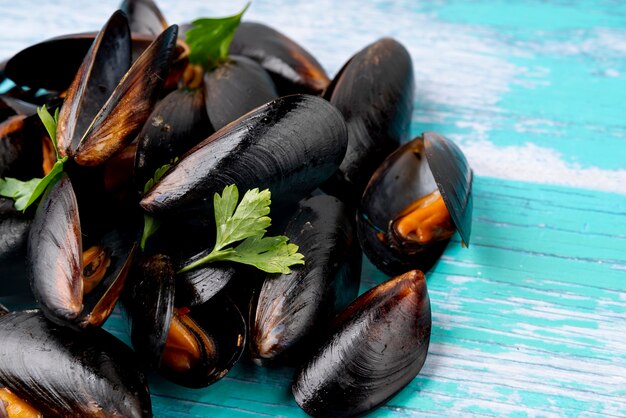 Coquilles de moules de cuisine bouchent