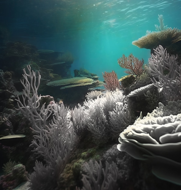 Photo gratuite le corail blanchi montre une crise environnementale et une défaillance de l'écosystème