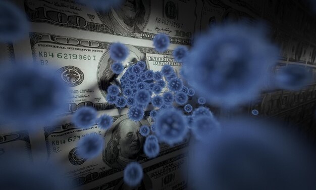 Coronavirus avec concept de billets de banque