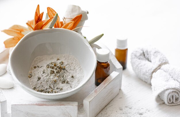 Cosmétiques naturels pour les soins de spa à domicile ou en salon, soins cosmétiques de la peau.