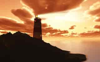 Photo gratuite coucher du soleil phare