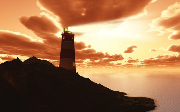 coucher du soleil Phare