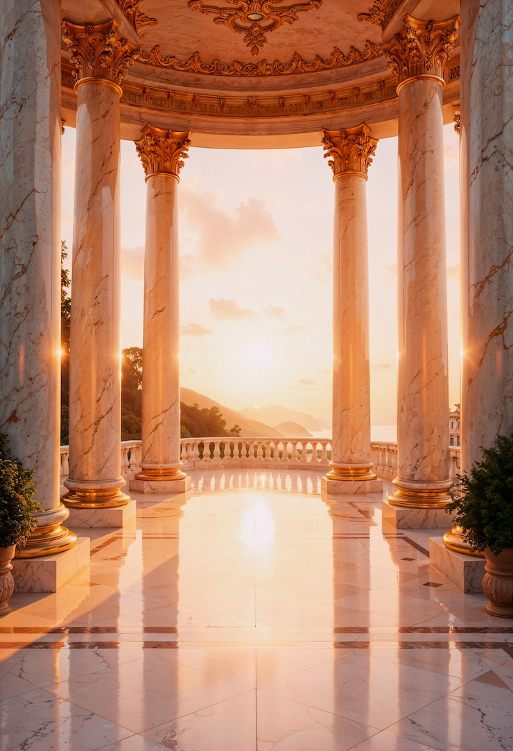 Photo gratuit le coucher de soleil au temple de marbre