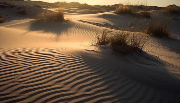 Photo gratuite un coucher de soleil sur les dunes avec le soleil couchant derrière.