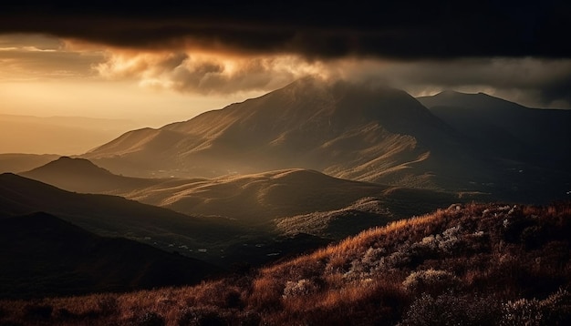 Photo gratuite un coucher de soleil sur les montagnes du pays de galles