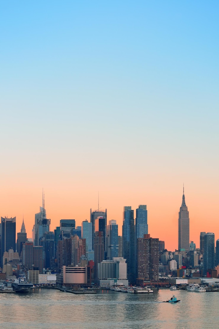 Photo gratuit coucher de soleil à new york
