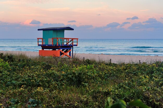 Coucher de soleil sur la plage sud de Miami