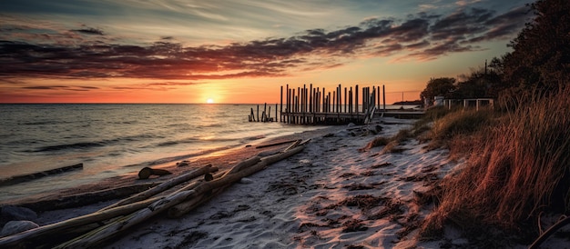 Le coucher de soleil sur la plage