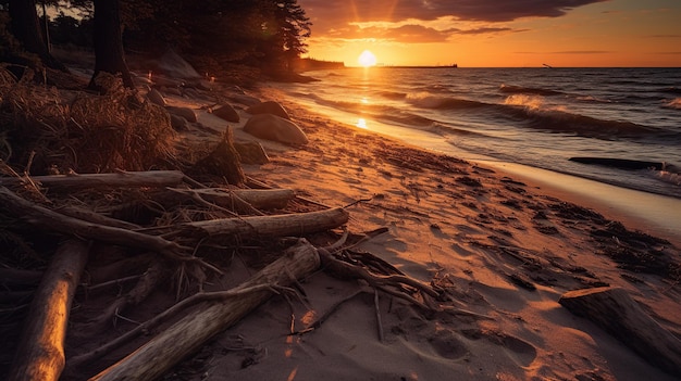 Photo gratuite le coucher de soleil sur la plage