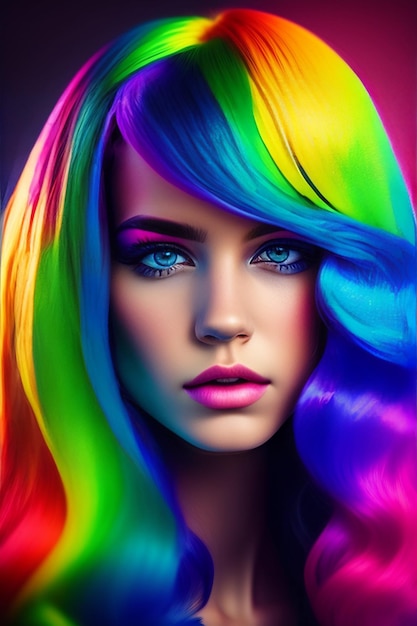 Photo gratuite une couleur de cheveux arc-en-ciel est la meilleure façon d'ajouter de la couleur à vos cheveux.