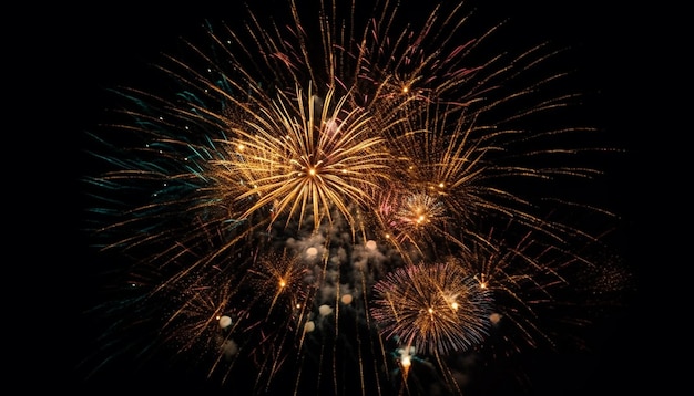 Photo gratuite des couleurs vibrantes illuminent la célébration du feu d'artifice explosif généré par l'ia