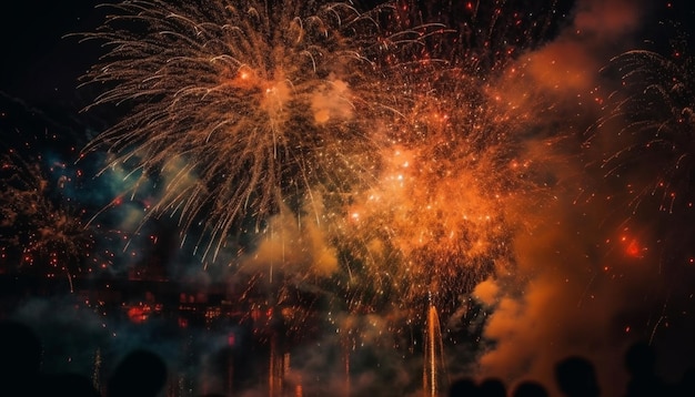 Photo gratuite des couleurs vibrantes illuminent la célébration explosive de la nuit noire générée par l'ia