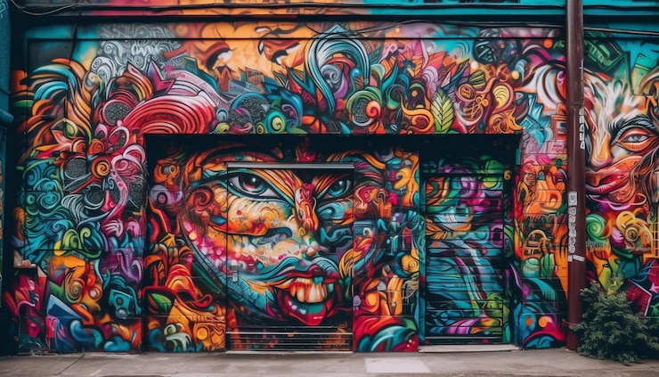 Photo gratuit les couleurs vives et le chaos créent des graffitis modernes générés par l'ia