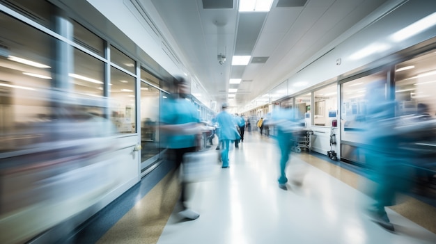 Couloir d'hôpital avec effet de mouvement