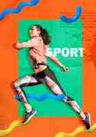 Photo gratuite coup complet femme faisant du sport