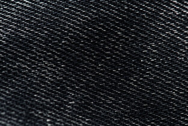 Coup de macro de tissu textile noir texturé