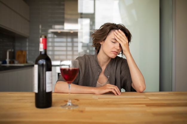 Photo gratuite coup moyen femme aux prises avec l'anxiété