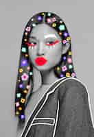 Photo gratuite coup moyen femme posant avec pop art