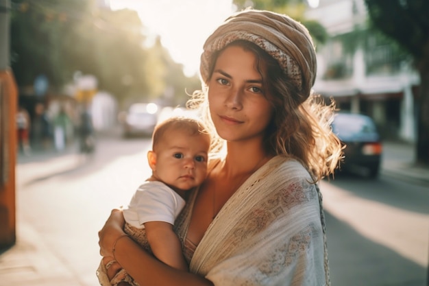 Photo gratuite coup moyen mère tenant un bébé mignon